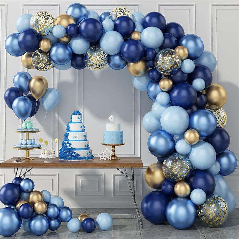 Modré kovové balónky Garland Gold Confetti Balloon Arch