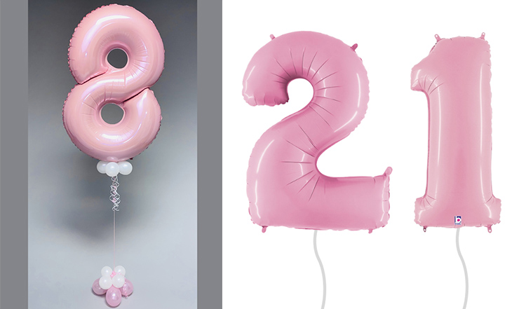 Pastel pink number balloons