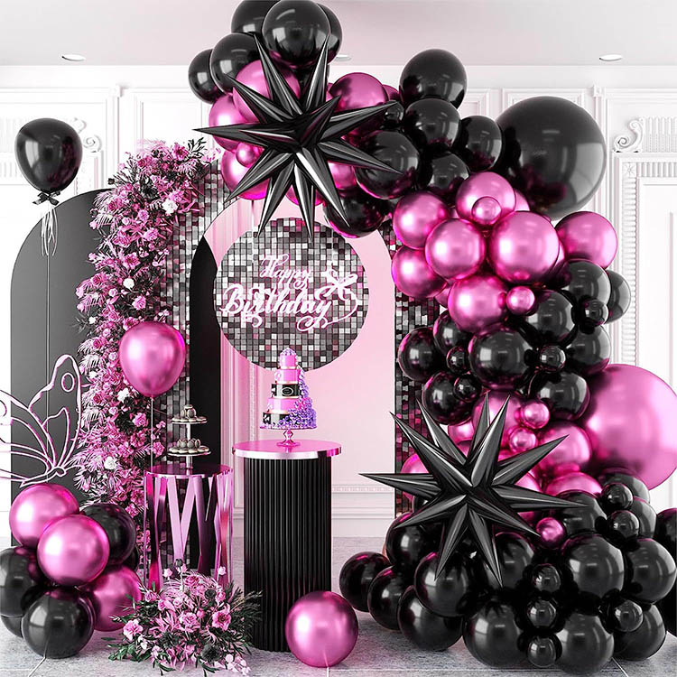 Kovově purpurový Black Exploding Star Garland Arch